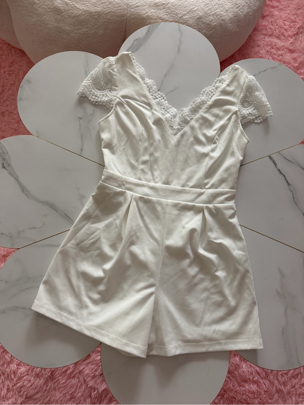Women's White‎ Lace-Trim Romper